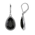 thumbnail image 4 of 1928 Jewelry Jet Black Faceted Teardrop Stone Drop Earrings, 4 of 4