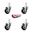 thumbnail image 2 of 3 Inch Black Polyurethane Wheel Swivel 3/4 Inch Square Stem Caster Set SCC, 2 of 2