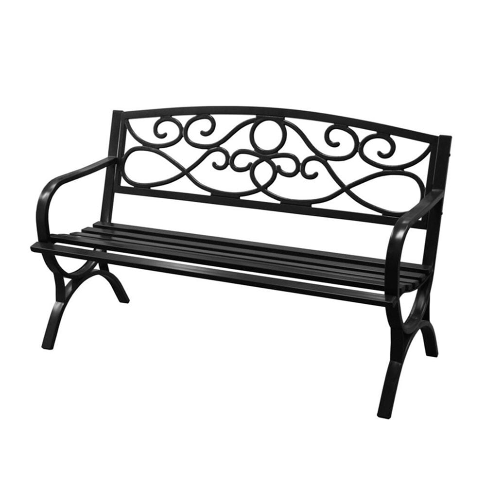 Abble High Back Outdoor Metal Garden Bench Steel Patio Loveseat Park Bench