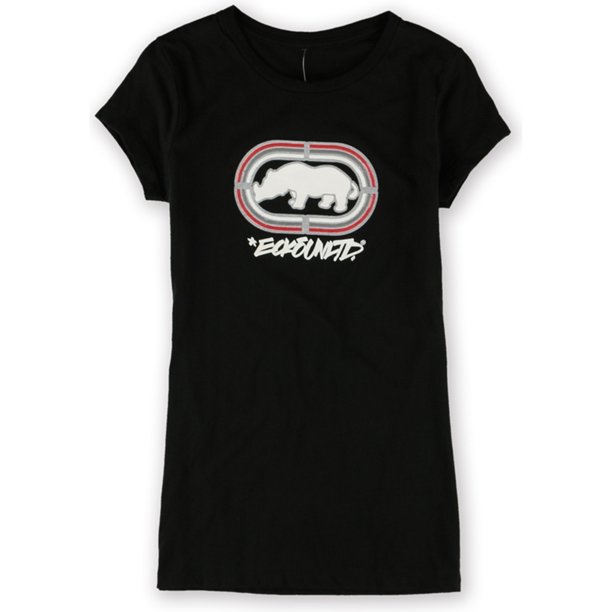 Camiseta gráfica Puff Paint Rhino Ecko Unltd. para mujer negra mediana