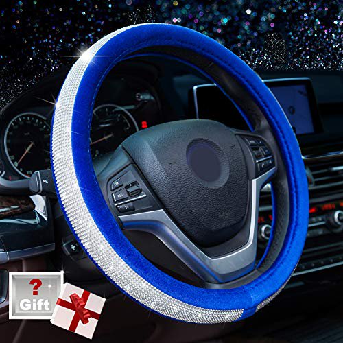 Alusbell Crystal Diamond Steering Wheel Cover Soft Velvet Feel Bling