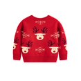 thumbnail image 6 of GYRATEDREAM Toddler Boys Girls Sweatshirts Christmas Reindeer Fleece Crewneck Pullover Xmas Winter Warm Sweaters Tops for 4Y Red, 6 of 6