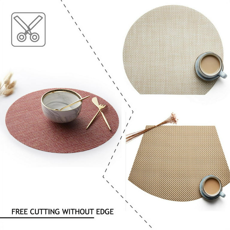 Round PU Leather Placemats,faux Leather Bronzing Placemat,placemat  Set,wipeable Washable Waterproof Placemats,outdoor Table Mats Patio Table 