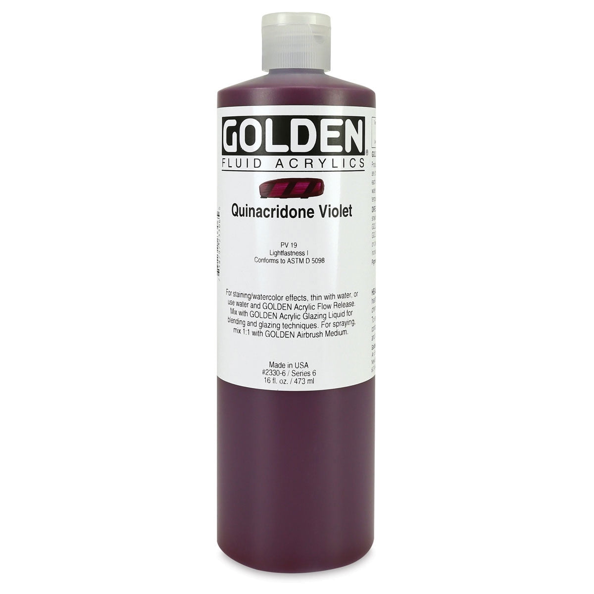 Golden Fluid Acrylic Paint, 16 oz, Quinacridone Violet