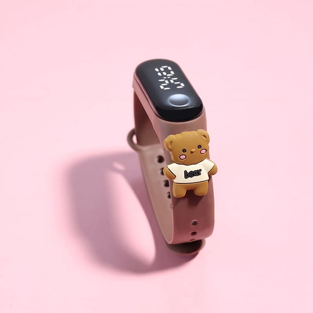 Reloj electrónico LED de muñeca de estudiante de dibujos animados, reloj electrónico impermeable táctil para natación, reloj electrónico de escuela secundaria