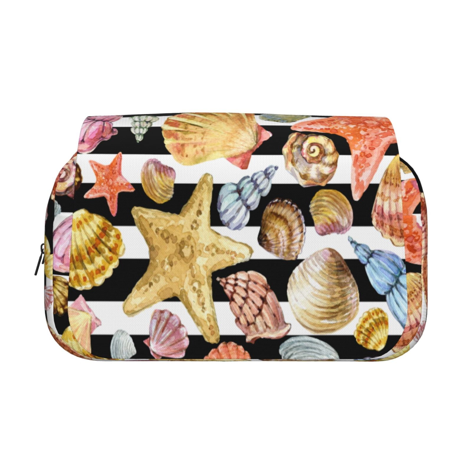 Rateoe Sea Shell Pattern Double Clamshell Pen Case, Storage Organizer with Two Zipper Compartments– Holds Up to 50 Pencils & Pens