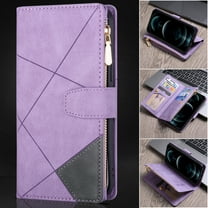 iPhone 13 Pro 6.1-inch Case,Dteck Shockproof Magnetic Leather Wallet Zipper 9 Cards Slot Pocket Case Hybrid Rubber Kickstand Cover with Strap for Apple iPhone 13 Pro,Purple