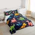 thumbnail image 3 of Homewish Kawaii Dino Dinosaur Queen Comforter Set,Ancient Animal Bedding Sets,Deepblue Green Orange Bedding Comforter Set For Boys Child,Ultra Soft Home Decor Reversible,3pcs, 3 of 8