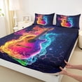 thumbnail image 3 of Homewish Gradient Music Guitar 3pcs Twin Sheet Sets For Children Teens Adults,Geometric Honeycomb Twin Fitted Sheet,Musical Instrument Breathable Flat Sheet,Ultra Soft Home Decor, 3 of 7