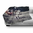 thumbnail image 3 of Outer Space Soft Flannel Fleece Throw Blanket, American Spaceman on the Moon Future Solar Discovery in Deep Technology View, Cozy Plush for Indoor and Outdoor Use, 70" x 90", Blue Grey, by Ambesonne, 3 of 6