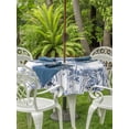 thumbnail image 2 of Outdoor Tablecloth with Umbrella Hole and Zipper, Watercolor Forest Blue Round Table Cloth 54 Inch Waterproof Tablecloth, Abstract Art Modern Trees Picnic Table Cover for Patio Camping, 2 of 7