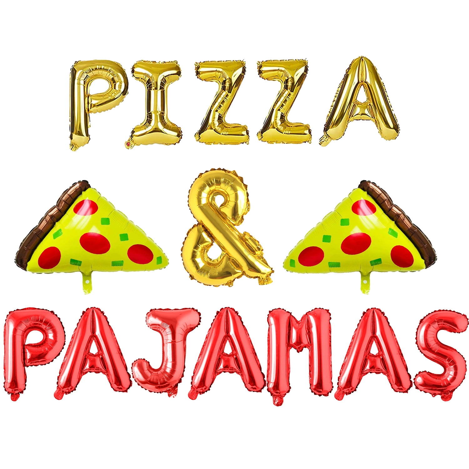 Pizza and Pajamas Party Decorations, Pizza & Pajamas Foil Balloons