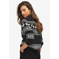 thumbnail image 2 of ellos Women's Plus Size Fair Isle Mock Neck Sweater - 22/24, Black, 2 of 4