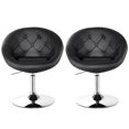 thumbnail image 2 of Patiojoy Set of 2 Modern Swivel Bar Stools Height Adjustable Round Tufted Back Accent Chair Black, 2 of 9