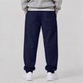 thumbnail image 5 of Leidass Mens Fleece Lined Jogger Sweatpants Elastic Drawstring Waist Cuffed Ankle Solid Casual Athletic Pants with Side Pockets Navy L, 5 of 5