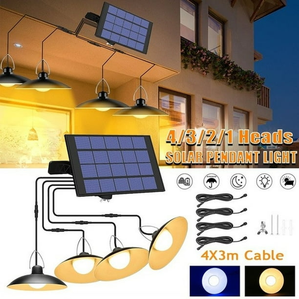 1/2/3/4 Retro Solar Pendant Light, Outdoor Indoor Hanging Solar Powered