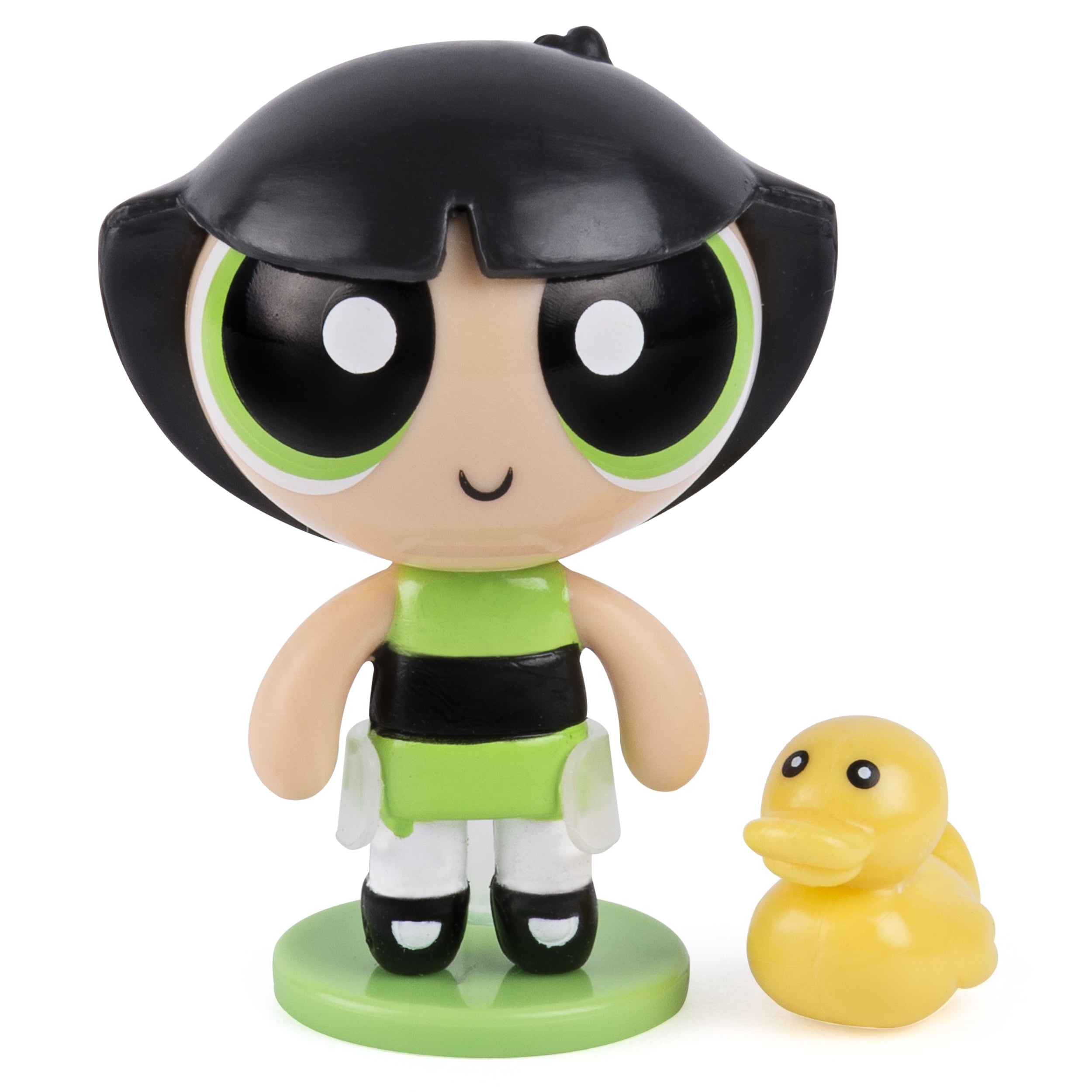 The Powerpuff Girls, 2 Inch Action Doll with Stand, Buttercup with Pet Rubber Ducky, by Spin