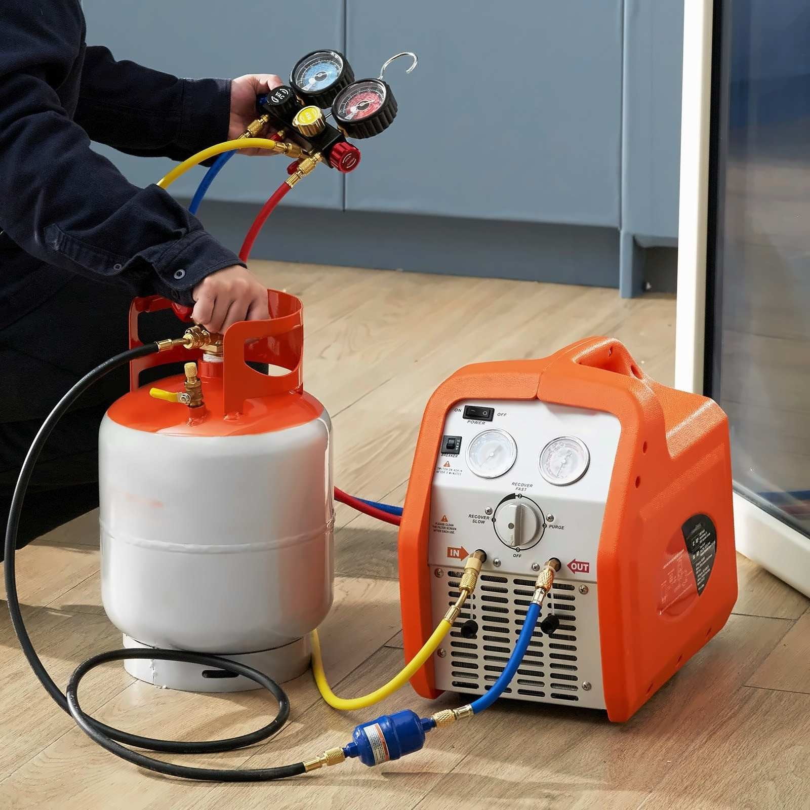 Refrigerant Recovery Tank 30 LBS - 400 PSI Cylinder w/ Y-Valve - R22/R134A/R410A - Portable AC Refrigerant Recovery Can for HVAC Professionals & DIY