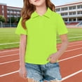 thumbnail image 5 of longantii Girls Polo Uniform Shirt Short Sleeve Classic Collared School Uniforms Golf Polo Shirt Solid Color Uniform 2026 Summer Outfits Fluorescent Green 4-5 Years, 5 of 9