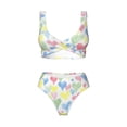 thumbnail image 4 of Rocae Hand Drawn Colored Hearts for Bikini Set for Women Two Piece Sexy High Swimsuits Split Crossover Bikini Small, 4 of 9