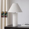 thumbnail image 7 of 23 Inches Single Table Lamp, White Resin Bedside Lamp with USB Charing Port, Cylindrical Nightstand Lamp with White Linen Lampshade for Bedroom Study Office, 7 of 7