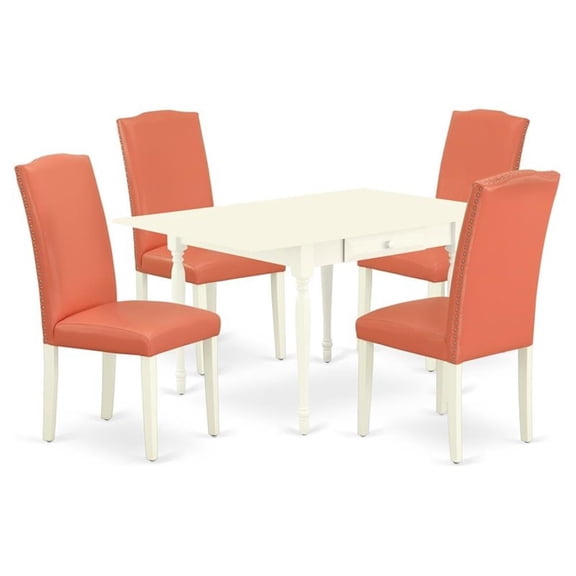 East West Furniture Dining Room Set Linen White, MZEN5-LWH-78