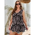 thumbnail image 5 of SHOWMALL Women's Plus Size Summer Tank Top, Soft Stretchy V Neck Pleated Tunic for Travel and Lounge, Abstract Flow Black 4X Sleeveless Side Slit Casual Layering Sun Shirt, 5 of 8