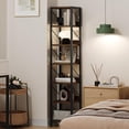 thumbnail image 5 of Goldensoil 6 Tiers Narrow Bookcase 11.8 x 11.8 x 66.14", Tall Corner Shelf, Rustic Brown, 5 of 9