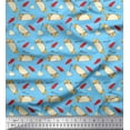 thumbnail image 1 of Soimoi Blue Cotton Duck Fabric Red Chilli & Tacos Food Print Fabric by the Yard 56 Inch Wide, 1 of 3