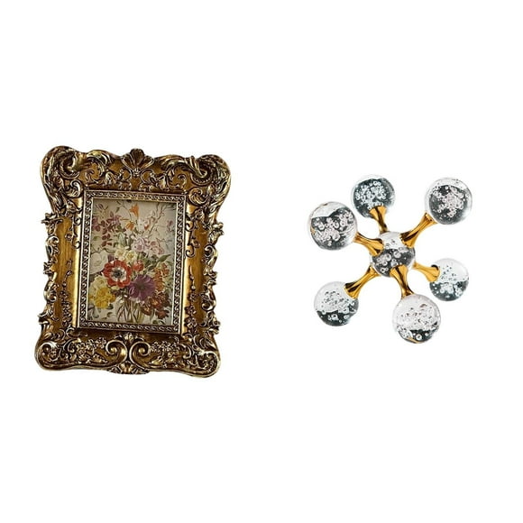 Marco de fotos,Marco de fotos retro Marco de fotos de mesa vintage,Marco de fotos adornado para colgar en la pared,decoración del hogar,Figura de escritorio,Figura esférica para