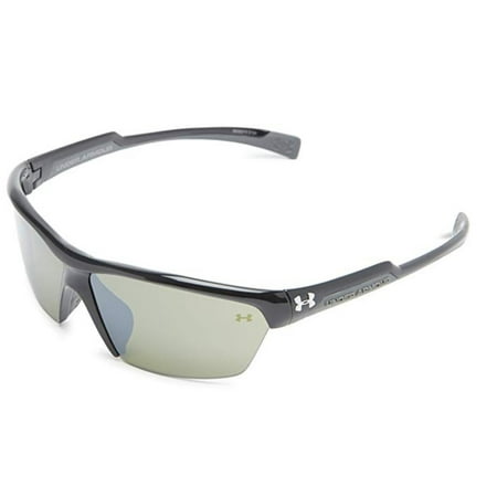 Under Armour Velocity Multiflection Sport Sunglasses, Shiny Black Frame/Green Lens, one size