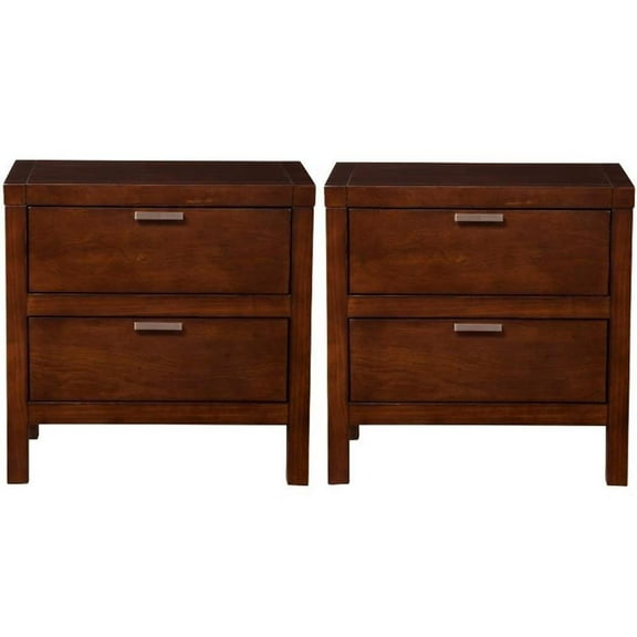 Home Square 2 Piece Furniture Set with 2-Drawer Nightstand in Cappuccino
