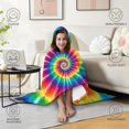 thumbnail image 4 of Wearable Blanket,Colorful Rainbow Tie Dye Spiral Pattern Hooded Wearable Flannel Blanket for Adults & Teens,Winter Poncho Shawl Wrap Cape Cozy Anti-Pill,50"x60", 4 of 5