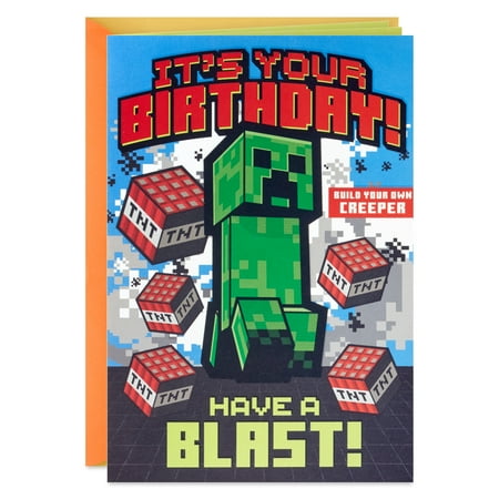 Hallmark Minecraft Birthday Card for Kids (Build Your Own Creeper)