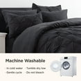 thumbnail image 4 of Queen Black Comforter Set - 7 Pieces Pintuck, Black Bed in A Bag with Comforters, Sheets, Pillowcases & Shams, 4 of 8