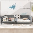 thumbnail image 2 of Bellemave Queen Size Floor Bed with Bookshelf, Wood Montessori Beds with Slats and Safety Guardrail, Low Profile Queen Bed Frame with Fence, No Box Spring Needed (Gray), 2 of 8