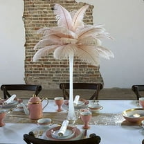 ZUCKER® 24pcs 13-16" Ostrich Feather Centerpiece Set - 24" Eiffel Tower Vase Wedding Decorations White and Champagne (Light Pink)