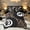 Black Brown D, variant on Feelyou Billiards Y Letter Full Size Bedding Sets for Girls, Chic Bowknot Leopard Print Full Size Bed in a Bag, Black Reversible, 7 Pieces