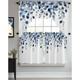 thumbnail image 3 of Blue Eucalyptus Leaves Kitchen Curtain and Valance Set 3 Pieces,Rod Pocket Short Tier Curtains 24 Inch Length,Summer Botanical Watercolor Swag Topper Small Window Treatment for Cafe Bathroom Bedroom, 3 of 6