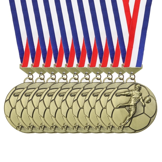 Uxcell Football Events Award Medals with Ribbons, Winner Medals Prizes for Competitions Sports Party Gold