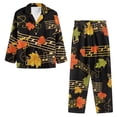 thumbnail image 3 of Renewold Thanksgiving Button Down Pajamas for Women Plus Size M Fall Maple Leaves Music Notes Sleepwear Lounge Set of 2 Thermal Nightwear Casual Indoor Daily Wear, 3 of 6