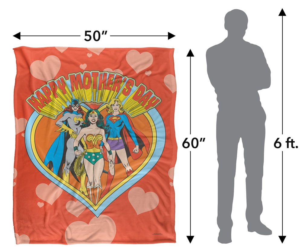 Justice League Blanket, 50"x60" Batgirl, Wonder Woman, Supergirl Mother's Day Silky Touch Sherpa Back Super Soft Throw Blanket
