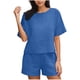 thumbnail image 1 of Conjunto Corto Casual para las Mujeres Manga Corta Bolsillo Pantalones Cortos Pantalones de Señoras Conjunto con Cuello Redondo Top, Ropa Casual de Verano, 1 of 6
