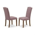 thumbnail image 2 of Contemporary 3Pc Dinette Set: Round Table & 2 Parson Chairs in Mahogany Finish. Regal Design with Dahlia Fabric. Perfect for Family Meals. Easy Assembly., 2 of 2