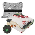 thumbnail image 2 of Christmas Penguins and Leaves Travel Blanket Pillow Compact Foldable Airplane Throw Blanket with Trolley Sleeve for Travel Camping, 2 of 8