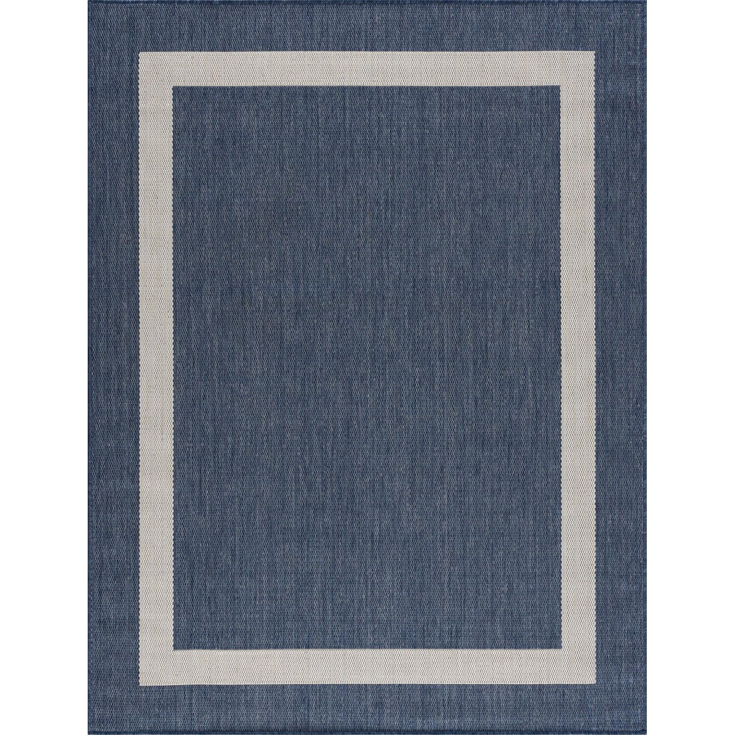 Outdoor Rug 9x12  Large Modern Outside Rugs For Patios Porches Waterproof Durable Washable Non-shedding Easy-to-clean Indoor Area Carpet (9 X 12 Bordered - Blue/white)