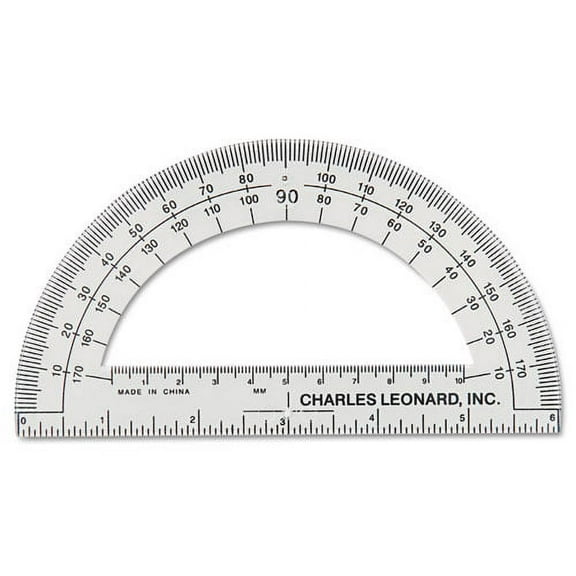Open Center Protractor, Plastic, 6" Ruler Edge, Clear | Bundle of 5 Each