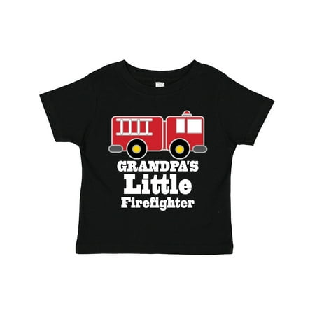 

Inktastic Grandpa Little Firefighter Boys Fire Truck Gift Toddler Boy Girl T-Shirt