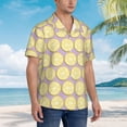 thumbnail image 3 of Sikiie Yellow Lemon Slices Print Men's Hawaiian Shirt, Summer Beach Button Pocket Short Sleeve T-Shirt,Large, 3 of 7