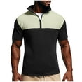 thumbnail image 2 of Blusa y camisa de manga corta con cuello alto para hombre, con bloques de color, manga corta, cremallera, cuello alto, informal, deportiva, blusa para hombre, 2 of 6